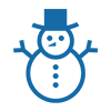 A blue snowman.