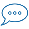 A blue outlined speech bubble.