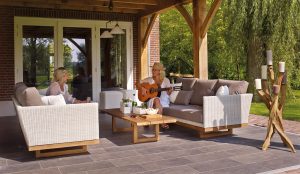 patio with two people