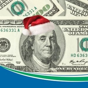 Santa hat dollar bill