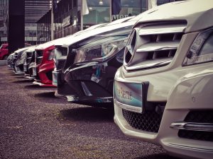 Cars lined up in a row
