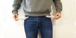 man with empty pockets