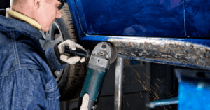 Mechanic working on car